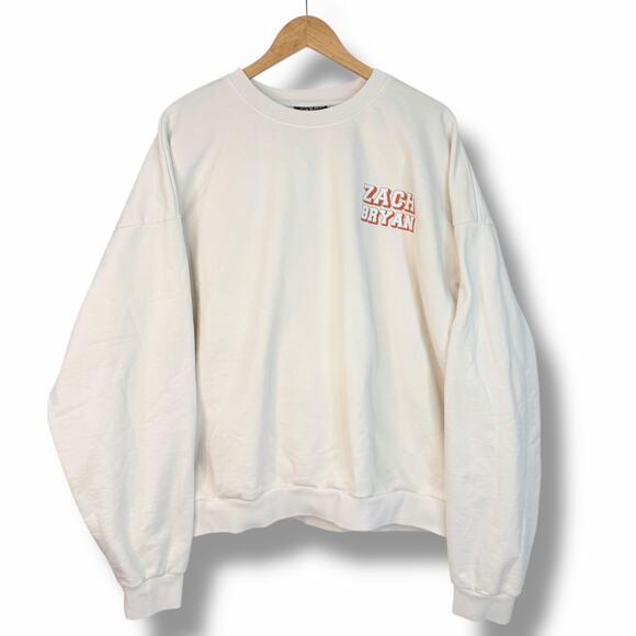 Zach Bryan American Heartbreak Official Tour Merch Crewneck Sweatshirt Cream XL - Picture 2 of 8